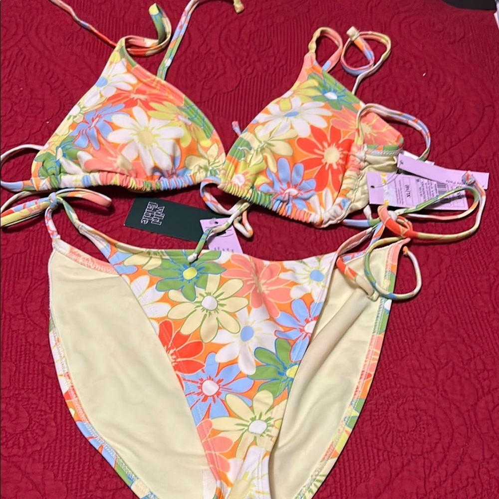 Wild Fable Yellow and Orange Bikini Set